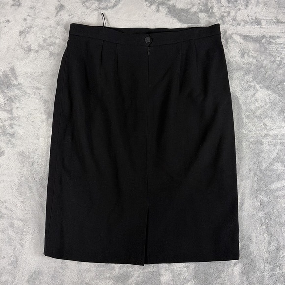 Vintage Louis Feraud 100% Wool Pencil Skirt Lined Black Size 16 Made in Germany - Picture 5 of 6